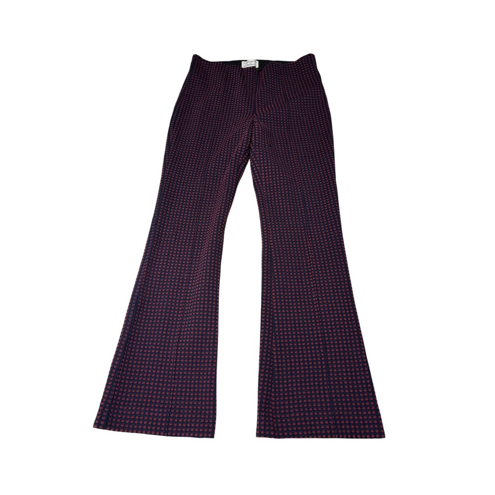 Anthropologie Essential Crop Flare Pants Women XS W28 L27 Navy Burgundy Textured